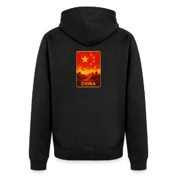 China Travel Art - Unisex Premium Organic Zip Hoodie - black - Back - Nico (187cm)