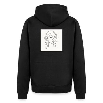 Die gezeichnete Lady - Unisex Premium Bio Zip Hoodie - Schwarz - Hinten - Nico (187cm)