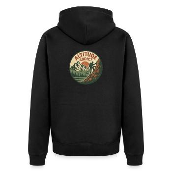 Altitude Addict - Unisex Premium Bio Zip Hoodie - Schwarz - Hinten - Nico (187cm)
