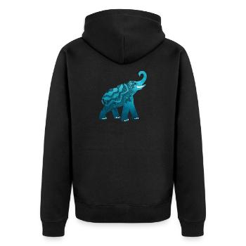 Mandala Yoga Elefant Indien Tierliebe Meditation - Unisex Premium Bio Zip Hoodie - Schwarz - Hinten - Nico (187cm)