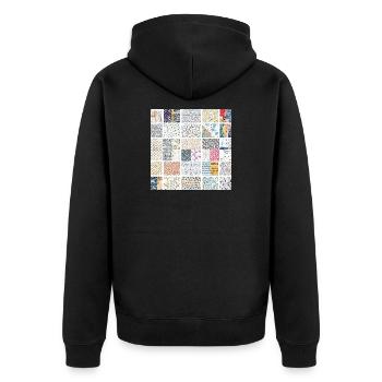 Abstract Mosaic Pattern Art Collection - Unisex Premium Organic Zip Hoodie - black - Back - Nico (187cm)