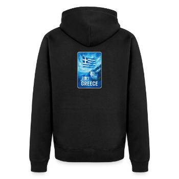 Greece Santorini Flag - Unisex Premium Organic Zip Hoodie - black - Back - Nico (187cm)