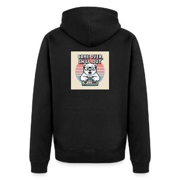 Panda Gaming Chill Out T-Shirt - Unisex Premium Bio Zip Hoodie - Schwarz - Hinten - Nico (187cm)
