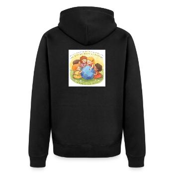 Peace begins with each of us - Unisex Premium Bio Zip Hoodie - Schwarz - Hinten - Nico (187cm)