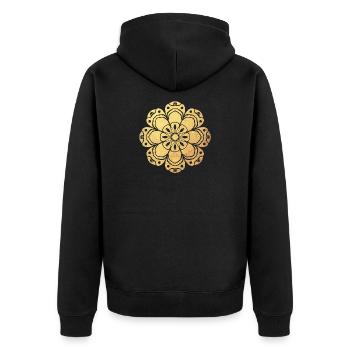 Yoga Sonne Meditation Gold Namaste Indien Mandala - Unisex Premium Bio Zip Hoodie - Schwarz - Hinten - Nico (187cm)