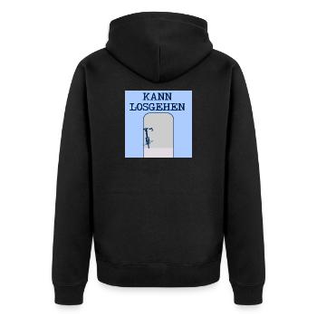 FAHRRAD TOR RADFAHREN - Unisex Premium Bio Zip Hoodie - Schwarz - Hinten - Nico (187cm)