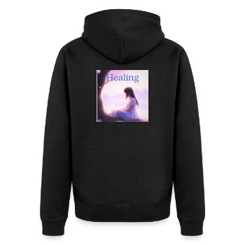 Healing in Progress – Quiet Strength Editi - Unisex Premium Organic Zip Hoodie - black - Back - Nico (187cm)