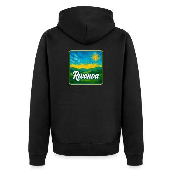 Ruanda – Die grüne Schönheit Afrikas - Unisex Premium Bio Zip Hoodie - Schwarz - Hinten - Nico (187cm)