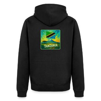 Tanzania Flag Design - Unisex Premium Organic Zip Hoodie - black - Back - Nico (187cm)