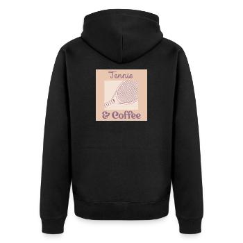 Tennis-Kaffee - Unisex Premium Bio Zip Hoodie - Schwarz - Hinten - Nico (187cm)