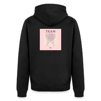 TEAM TENNIS HERZ - Unisex Premium Bio Zip Hoodie - Schwarz - Hinten - Nico (187cm)