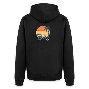 Sonnenuntergang Strand Urlaub Illustration - Unisex Premium Bio Zip Hoodie - Schwarz - Hinten - Nico (187cm)