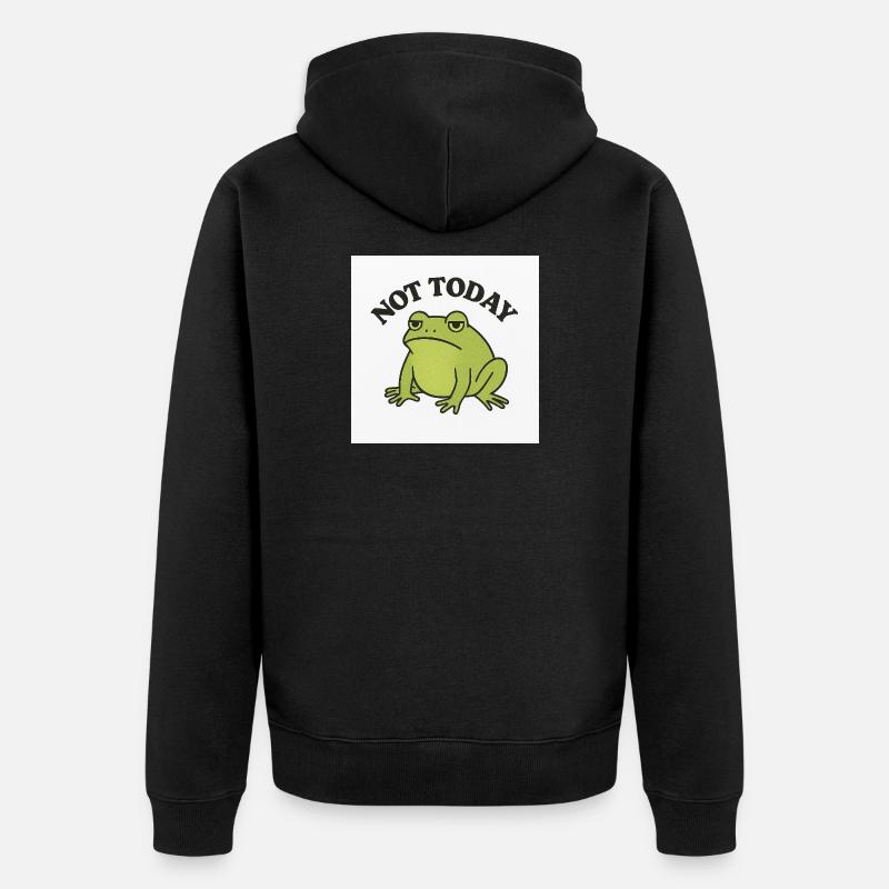 Funny frog with statement text - Unisex Premium Organic Zip Hoodie - black