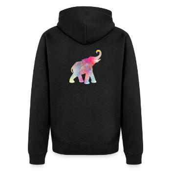 Yoga Holi Festival Inde Éléphant coloré om - Veste à capuche bio Premium Unisexe - noir - Dos - Nico (187cm)