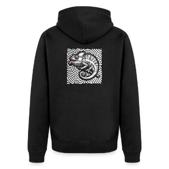 Caméléon art tribal pastel - Veste à capuche bio Premium Unisexe - noir - Dos - Nico (187cm)