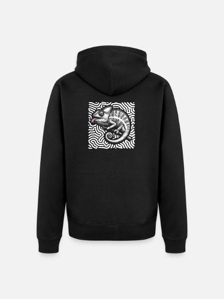 Chameleon pastel tribal art - Unisex Premium Organic Zip Hoodie - black