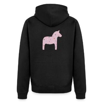 Dala Horse Dots Dots Scandinavian Decoration Scandinavian - Unisex Premium Organic Zip Hoodie - black - Back - Nico (187cm)