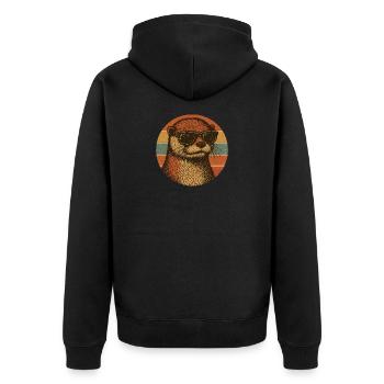 Cool Otter with Sunglasses Retro Design - Unisex Premium Bio Zip Hoodie - Schwarz - Hinten - Nico (187cm)