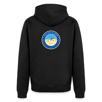 Sharks can sleep with their eyes open - Unisex Premium Organic Zip Hoodie - black - Back - Nico (187cm)