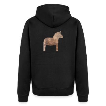 Dala Horse Wood Suède Traditionnel Scandinave - Veste à capuche bio Premium Unisexe - noir - Dos - Nico (187cm)