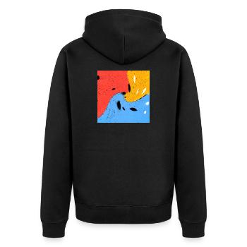 Verrückte Farben - Unisex Premium Bio Zip Hoodie - Schwarz - Hinten - Nico (187cm)