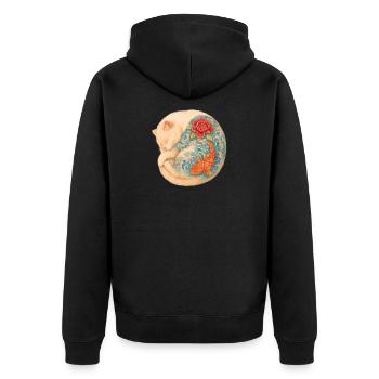 Yakuza Cat – La puissance paisible dans l’encre - Veste à capuche bio Premium Unisexe - noir - Dos - Nico (187cm)
