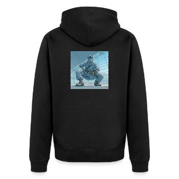 Facility Ninja – Niemand sieht mich, aber alles lä - Unisex Premium Bio Zip Hoodie - Schwarz - Hinten - Nico (187cm)