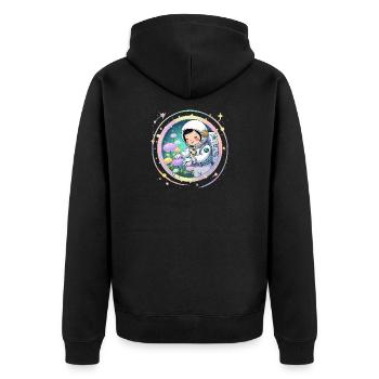 Astronautenmädchen mit Pilzen – Süßes Space-Design - Unisex Premium Bio Zip Hoodie - Schwarz - Hinten - Nico (187cm)