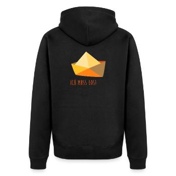 Boot rudern Meer Schiff Papierboot Urlaub maritim - Unisex Premium Bio Zip Hoodie - Schwarz - Hinten - Nico (187cm)