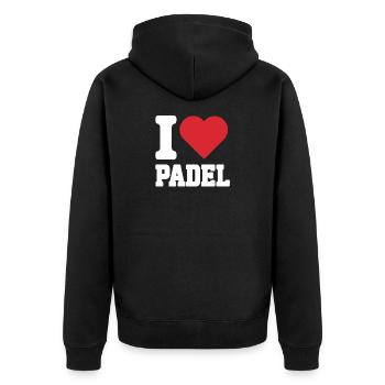 Ich liebe Padel - Unisex Premium Bio Zip Hoodie - Schwarz - Hinten - Nico (187cm)