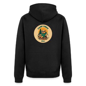 Camp Vibes Bear Camping Logo - Unisex Premium Organic Zip Hoodie - black - Back - Nico (187cm)