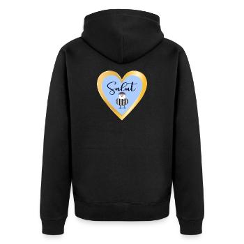 Seagull Salut in France - Unisex Premium Organic Zip Hoodie - black - Back - Nico (187cm)