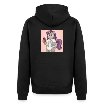 Communicative Unicorn with Book and Smartphone - Unisex Premium Organic Zip Hoodie - black - Back - Nico (187cm)