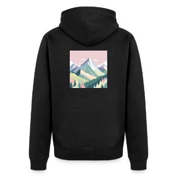 Paysage de montagne abstrait aux couleurs pastel - Veste à capuche bio Premium Unisexe - noir - Dos - Nico (187cm)