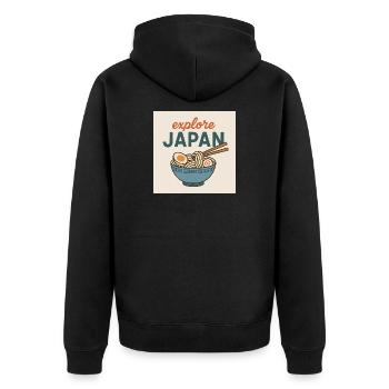Entdecken Sie japanische Ramen - Unisex Premium Bio Zip Hoodie - Schwarz - Hinten - Nico (187cm)