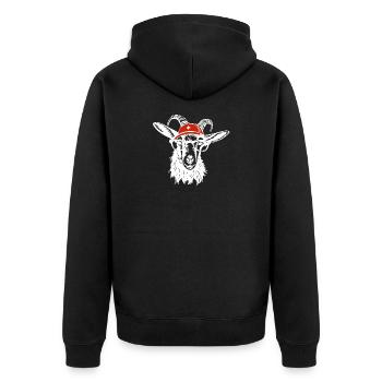 Switzerland Geissbock white - Unisex Premium Bio Zip Hoodie - Schwarz - Hinten - Nico (187cm)
