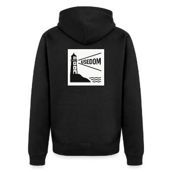 Usedom  - Unisex Premium Bio Zip Hoodie - Schwarz - Hinten - Nico (187cm)