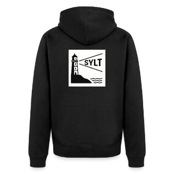 Sylt - Unisex Premium Bio Zip Hoodie - Schwarz - Hinten - Nico (187cm)