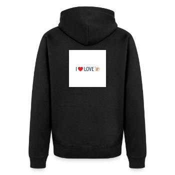Love and Beer on a T-shirt - Unisex Premium Organic Zip Hoodie - black - Back - Nico (187cm)