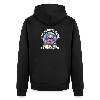 Hyperfokus Loading – Lustiges neurodivergentes T-Shirt - Unisex Premium Bio Zip Hoodie - Schwarz - Hinten - Nico (187cm)