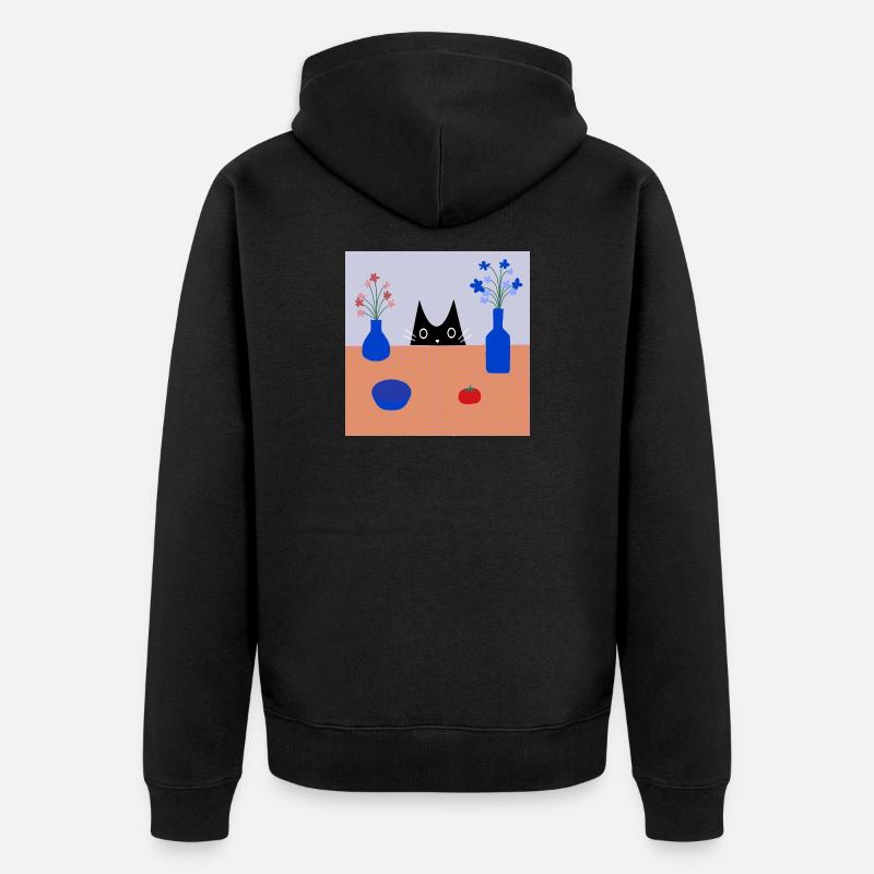 Judas Chat Ludique Motif Fleur - Veste à capuche bio Premium Unisexe - noir
