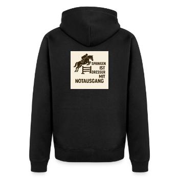 Ausbruchssprung Reiterwitz - Unisex Premium Bio Zip Hoodie - Schwarz - Hinten - Nico (187cm)