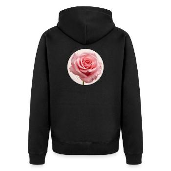 Delicate rose blossom with water drops - Unisex Premium Organic Zip Hoodie - black - Back - Nico (187cm)