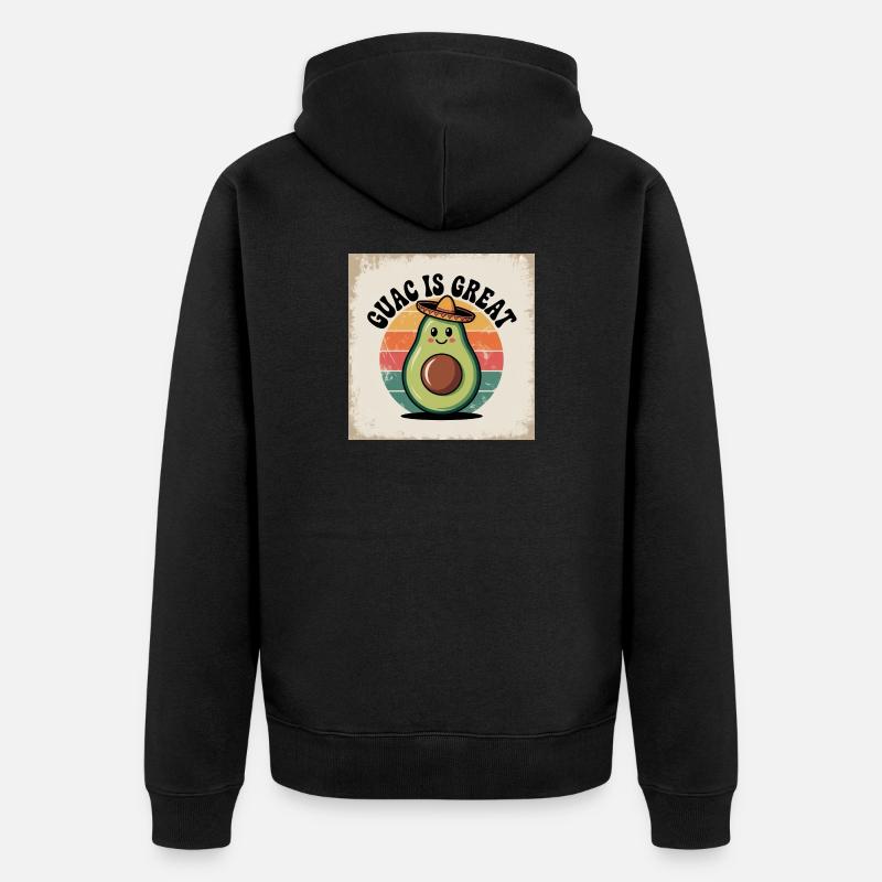 Drôle d’avocat avec chapeau mexicain - Veste à capuche bio Premium Unisexe - noir