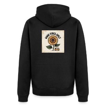 Fleur de tournesol avec un message positif - Veste à capuche bio Premium Unisexe - noir - Dos - Nico (187cm)