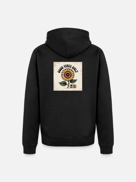 Sonnenblumenblume mit positiver Botschaft - Unisex Premium Bio Zip Hoodie - Schwarz