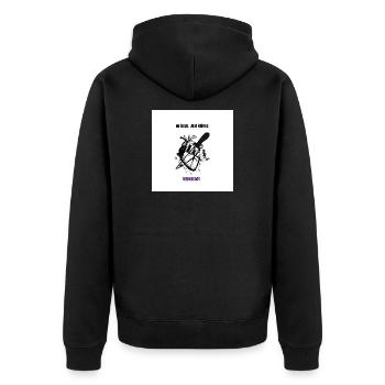 No hugs, just knives. WEDNESDAY  - Unisex Premium Bio Zip Hoodie - Schwarz - Hinten - Nico (187cm)