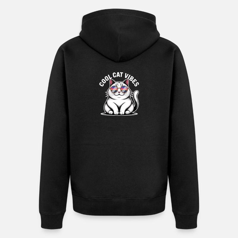 Chat copain avec lunettes Wave - Veste à capuche bio Premium Unisexe - noir