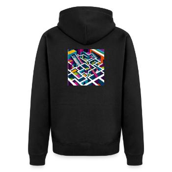 Abstractico Geometrisches Labyrinth - Unisex Premium Bio Zip Hoodie - Schwarz - Hinten - Nico (187cm)