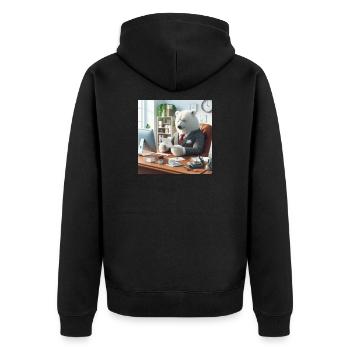 Bear in Chic Business Suit - Unisex Premium Organic Zip Hoodie - black - Back - Nico (187cm)